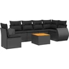 Image de vidaXL Ensemble de salon de jardin 7 pièces avec coussins noir poly rotin