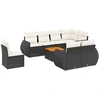 Image de vidaXL Ensemble de salon de jardin 9 pièces avec coussins noir poly rotin