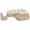 Image de vidaXL Ensemble de salon de jardin 9 pièces avec coussins beige Poly rotin