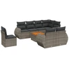 Image de vidaXL Ensemble de salon de jardin 9 pièces avec coussins Gris Poly rotin