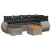 Image de vidaXL Ensemble de salon de jardin 7 pièces avec coussins Gris Poly rotin