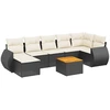 Image de vidaXL Ensemble de jardin canapé 8 pièces avec coussins noir poly rotin