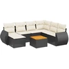 Image de vidaXL Ensemble de jardin canapé 8 pièces avec coussins noir poly rotin