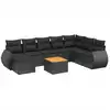 Image de vidaXL Ensemble de salon de jardin 9 pièces avec coussins noir poly rotin