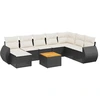 Image de vidaXL Ensemble de salon de jardin 9 pièces avec coussins noir poly rotin