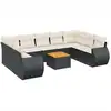 Image de vidaXL Ensemble de 10 canapés de jardin avec coussins noir poly rotin