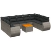 Image de vidaXL Ensemble de salon de jardin 10 pièces avec coussins Gris Poly Rattan