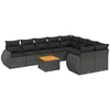 Image de vidaXL Ensemble de 10 canapés de jardin avec coussins noir poly rotin