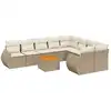 Image de vidaXL Ensemble de salon de jardin 10 pièces avec coussins Beige Poly Rattan