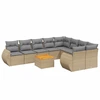 Image de vidaXL Ensemble de salon de jardin 10 pièces avec coussins Beige Poly Rattan