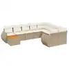 Image de vidaXL Ensemble de salon de jardin 10 pièces avec coussins Beige Poly Rattan