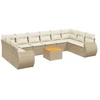 Image de vidaXL Ensemble de salon de jardin 11 pièces avec coussins Beige Poly Rattan