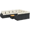 Image de vidaXL Ensemble de salon de jardin 11 pièces avec coussins noir poly rotin
