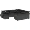 Image de vidaXL Ensemble de salon de jardin 11 pièces avec coussins noir poly rotin
