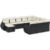 Image de vidaXL Ensemble de salon de jardin 11 pièces avec coussins noir poly rotin