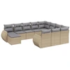 Image de vidaXL Ensemble de salon de jardin 11 pièces avec coussins Beige Poly Rattan