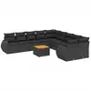 Image de vidaXL Ensemble de salon de jardin 11 pièces avec coussins noir poly rotin