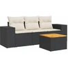 Image de vidaXL Ensemble de salon de jardin 4 pièces avec coussins noir poly rotin