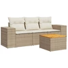 Image de vidaXL Ensemble de salon de jardin 4 pièces avec coussins Beige Poly Rattan