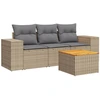 Image de vidaXL Ensemble de salon de jardin 4 pièces avec coussins Beige Poly Rattan