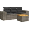 Image de vidaXL Ensemble de salon de jardin 4 pièces avec coussins Gris Poly rotin