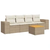Image de vidaXL Ensemble de salon de jardin 5 pièces avec coussins Beige Poly Rattan