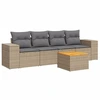 Image de vidaXL Ensemble de salon de jardin 5 pièces avec coussins Beige Poly Rattan