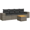 Image de vidaXL Ensemble de salon de jardin 5 pièces avec coussins Gris Poly rotin