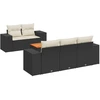 Image de vidaXL Ensemble de salon de jardin 6 pièces avec coussins noir poly rotin