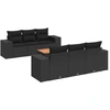 Image de vidaXL Ensemble de salon de jardin 7 pièces avec coussins noir poly rotin