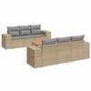 Image de vidaXL Ensemble de salon de jardin 7 pièces avec coussins Beige Poly Rattan