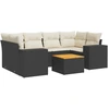 Image de vidaXL Ensemble de salon de jardin 7 pièces avec coussins noir poly rotin