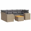 Image de vidaXL Ensemble de salon de jardin 7 pièces avec coussins Beige Poly Rattan