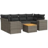 Image de vidaXL Ensemble de salon de jardin 7 pièces avec coussins Gris Poly rotin