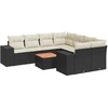Image de vidaXL Ensemble de salon de jardin 9 pièces avec coussins noir poly rotin