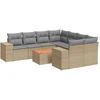 Image de vidaXL Ensemble de salon de jardin 9 pièces avec coussins beige Poly rotin