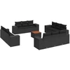 Image de vidaXL Ensemble de 13 canapés de jardin avec coussins noir poly rotin