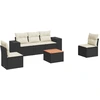 Image de vidaXL Ensemble de salon de jardin 6 pièces avec coussins noir poly rotin