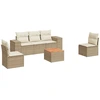 Image de vidaXL Ensemble de salon de jardin 6 pièces avec coussins Beige Poly Rattan