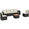 Image de vidaXL Ensemble de salon de jardin 7 pièces avec coussins noir poly rotin