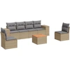 Image de vidaXL Ensemble de salon de jardin 7 pièces avec coussins Beige Poly Rattan