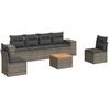 Image de vidaXL Ensemble de salon de jardin 7 pièces avec coussins Gris Poly rotin