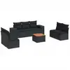 Image de vidaXL Ensemble de jardin canapé 8 pièces avec coussins noir poly rotin