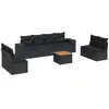 Image de vidaXL Ensemble de salon de jardin 9 pièces avec coussins noir poly rotin