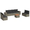 Image de vidaXL Ensemble de salon de jardin 9 pièces avec coussins Gris Poly rotin