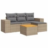 Image de vidaXL Ensemble de salon de jardin 5 pièces avec coussins Beige Poly Rattan