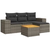 Image de vidaXL Ensemble de salon de jardin 5 pièces avec coussins Gris Poly rotin