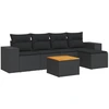 Image de vidaXL Ensemble de salon de jardin 6 pièces avec coussins noir poly rotin