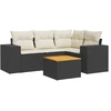 Image de vidaXL Ensemble de salon de jardin 5 pièces avec coussins noir poly rotin