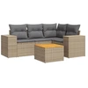 Image de vidaXL Ensemble de salon de jardin 5 pièces avec coussins Beige Poly Rattan